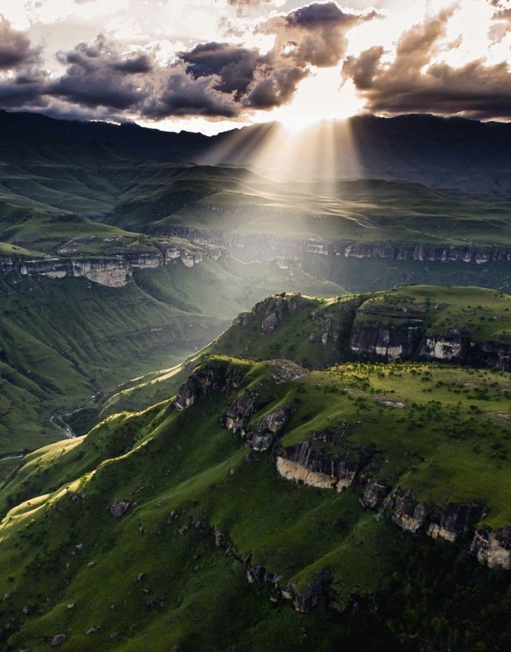 Sun through the Drakensberg Mountians